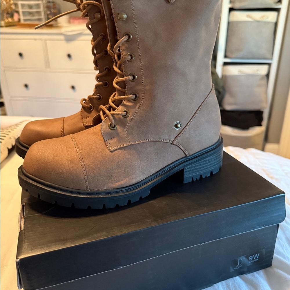Torrid Brown fold over combat boots 9W NIB